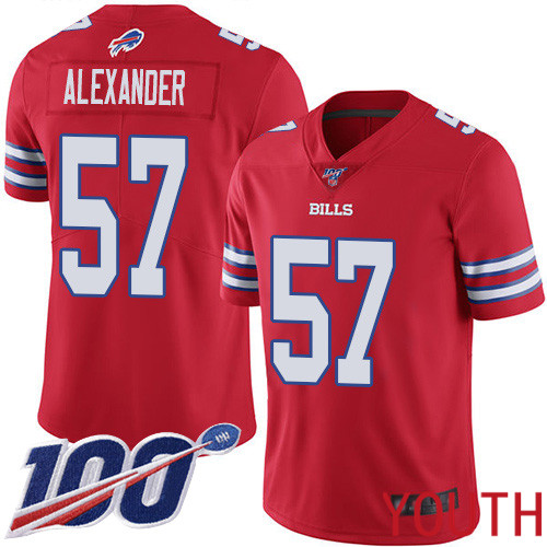 Youth Buffalo Bills 57 Lorenzo Alexander Limited Red Rush Vapor Untouchable 100th Season NFL Jersey